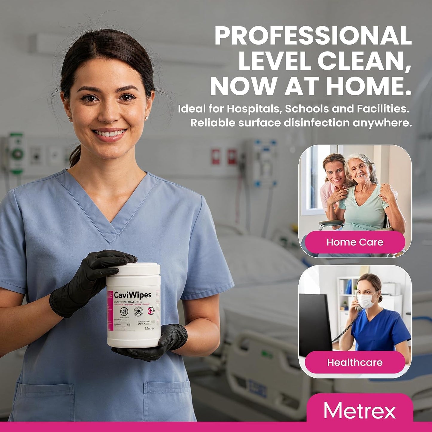Metrex CaviWipes Disinfecting Wipes, 160 Ct Canister, 4-Pack | Alcohol-Scented, Durable Non-Woven Wipes, Won't Tear or Bunch, Reliable Surface Cleaner, Daily Facility Use