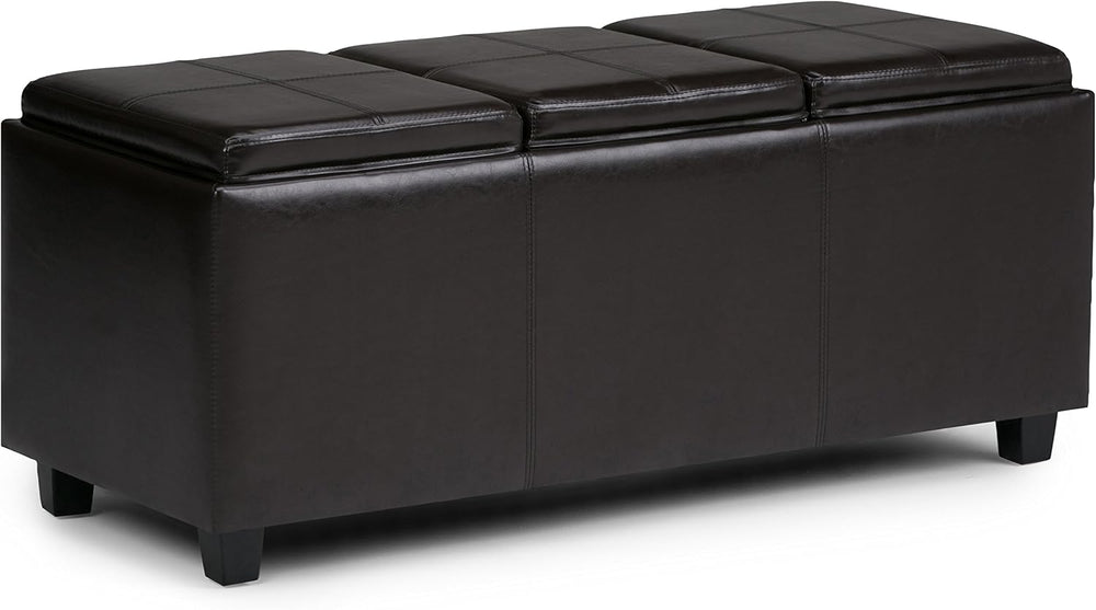 SIMPLIHOME Avalon 42 inch Wide Contemporary Rectangle Storage Ottoman in