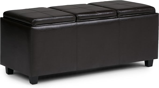 SIMPLIHOME Avalon 42 inch Wide Contemporary Rectangle Storage Ottoman in by SimpliHome