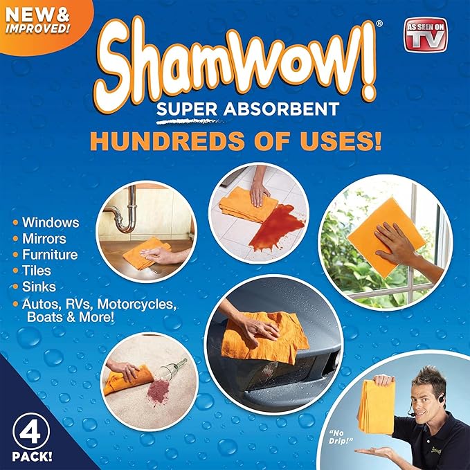 ShamWow Original Super Absorbent Multi-Purpose Cleaning Shammy Chamois Towel - Image 4