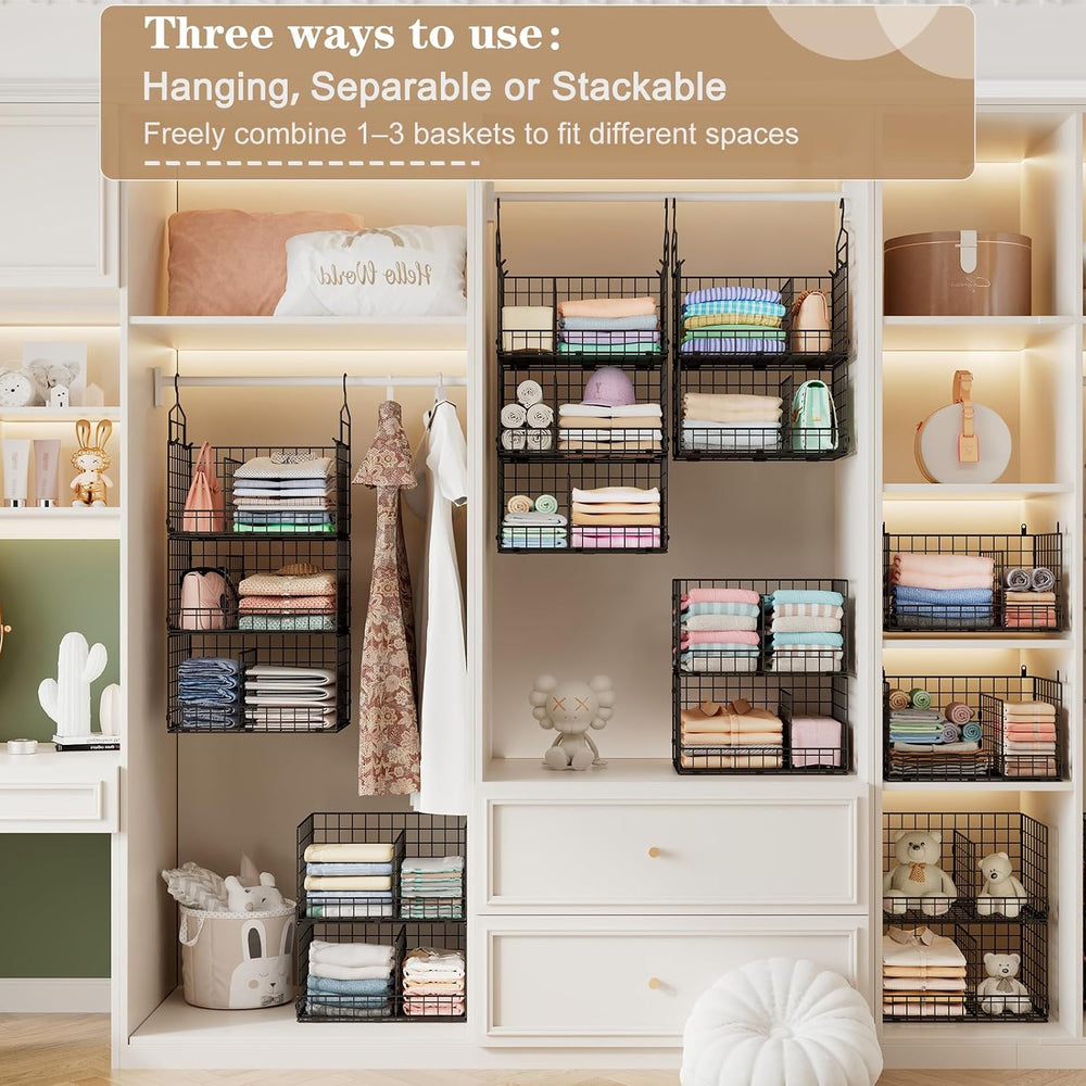 Sonyabecca 3-Tier Extra Large Closet Hanging Organizer with Dividers, Clothes...