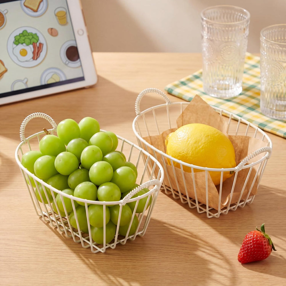 24 Pack White Metal Wire Fast Food Baskets with 100 Food Blotting Sheets