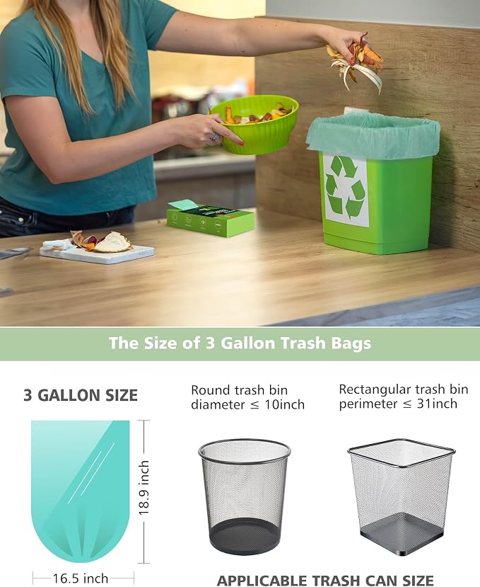 Compost Bags 3 Gallon 125 Packs, AYOTEE Compostable Trash Bags 3 Gallon - Image 4