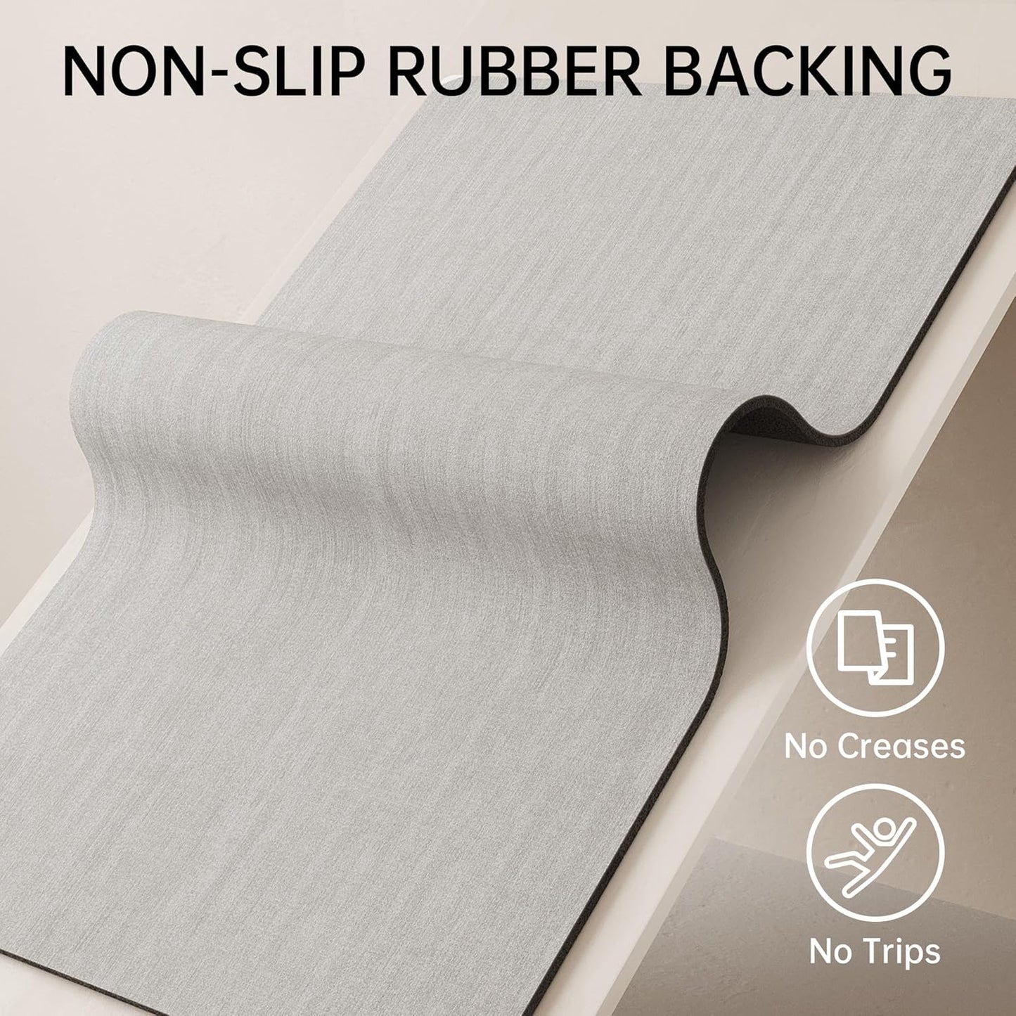 Mecko Bath Mat Rug, Rubber Non-Slip Quick Dry Absorbent Thin Bathroom Rugs Fit Under Door Bathroom Floor Mats-Shower Rug for in Front of Bathtub, Sink, Shower Room(Light Grey,16"x24")