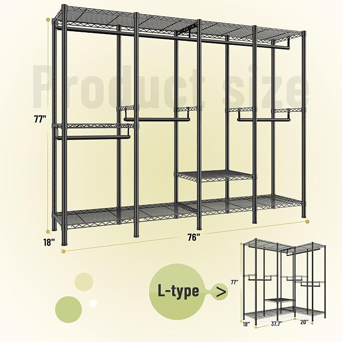 Raybee Heavy Duty Clothes Rack for Hanging Clothes, Clothing Rack - Image 7