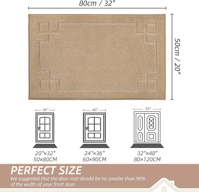 BEQHAUSE Door Mat 20" x 32", Non-Slip Door Mats Indoor Entryway Rugs Washable - Image 2