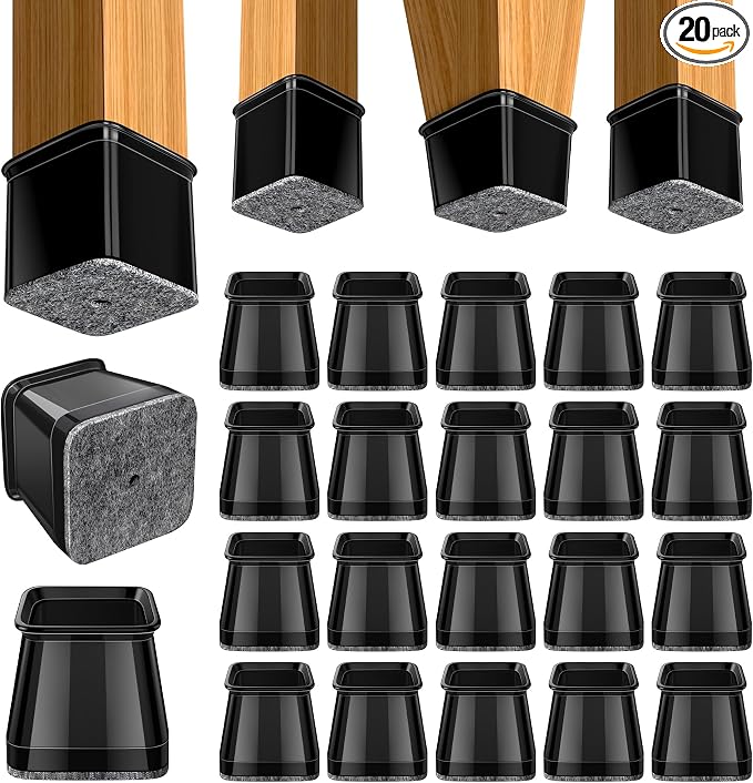 BUMACO Chair Leg Floor Protectors Square Chair Leg Protectors by BUMACO