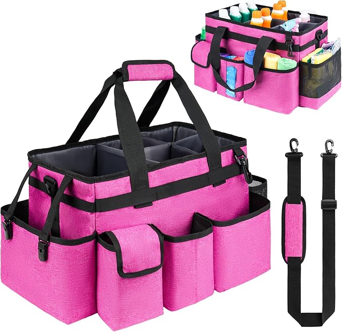 Cleaning Caddy Bag, Large Cleaning Supplies Organizer by ZIOZERTT