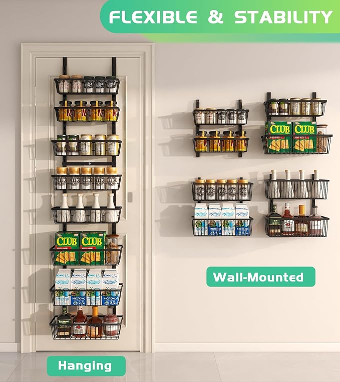 12 Inch Wide Narrow Over The Door Pantry Organizer, Pantry Organization and - Image 4