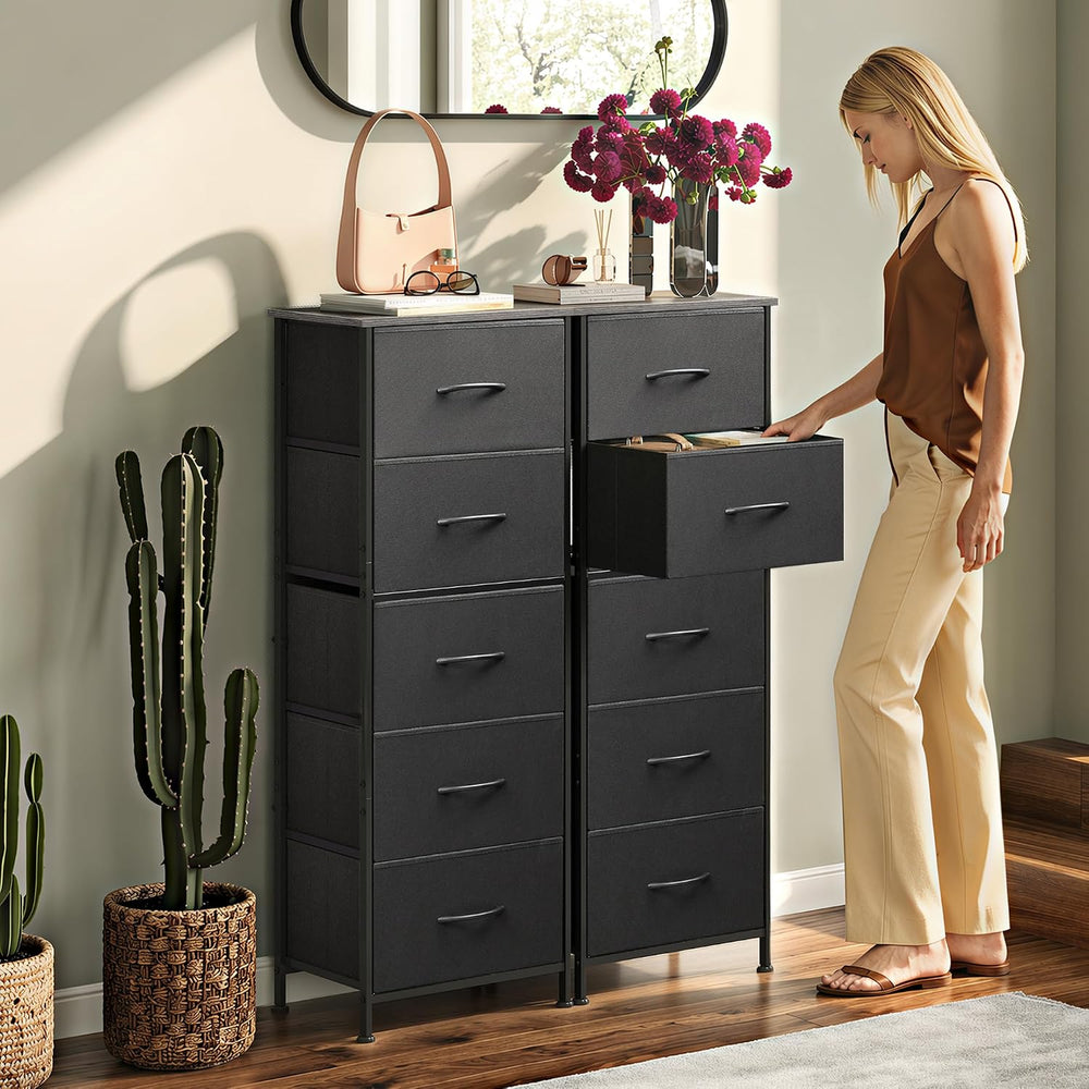 WLIVE Tall Dresser for Bedroom, 5 Drawer Dresser, Charcoal Black