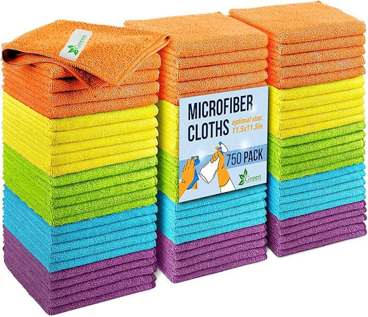 GREEN LIFESTYLE Chamois Cloth, Microfiber Cleaning Cloth 750 Pack, Borderless by GreenLifeStyle