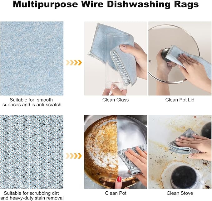 20pcs Non Scratch Wire Dishcloth Multipurpose Wire Dishwashing Rag - Image 5