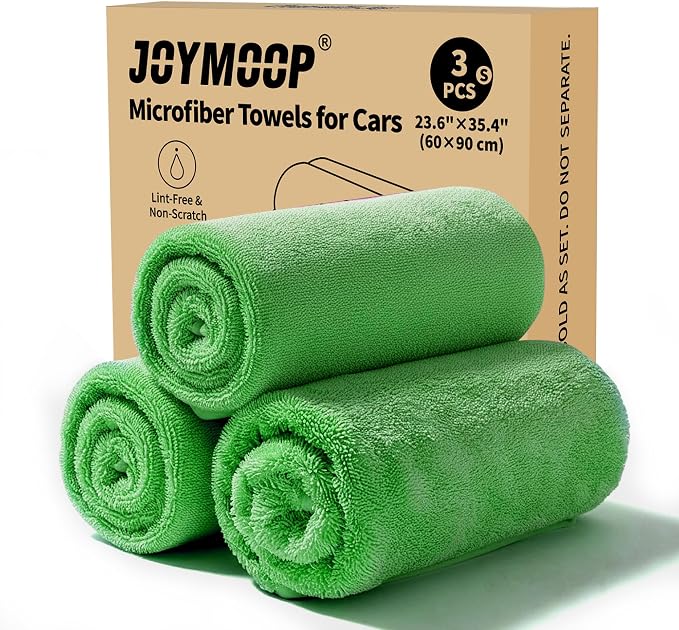 JOYMOOP Microfiber Towels for Cars, 3 Pack 35.4" x 23.6" Car Drying Towel by JOYMOOP