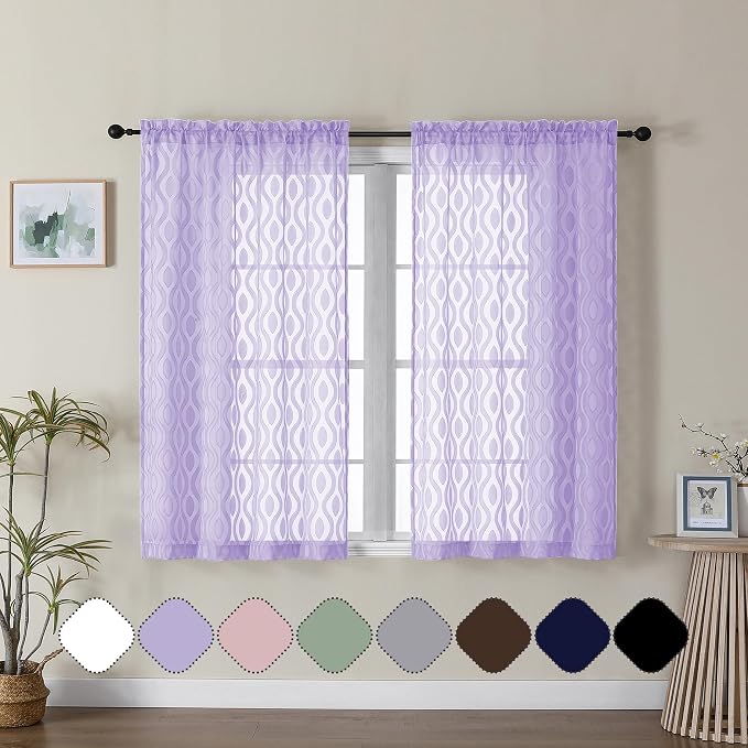 Aiyufeng Sheer Curtains 45 Inch Length 2 Panels, Farmhouse Soft Airy by Aiyufeng