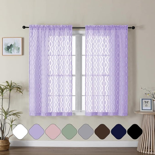 Aiyufeng Sheer Curtains 45 Inch Length 2 Panels, Farmhouse Soft Airy by Aiyufeng