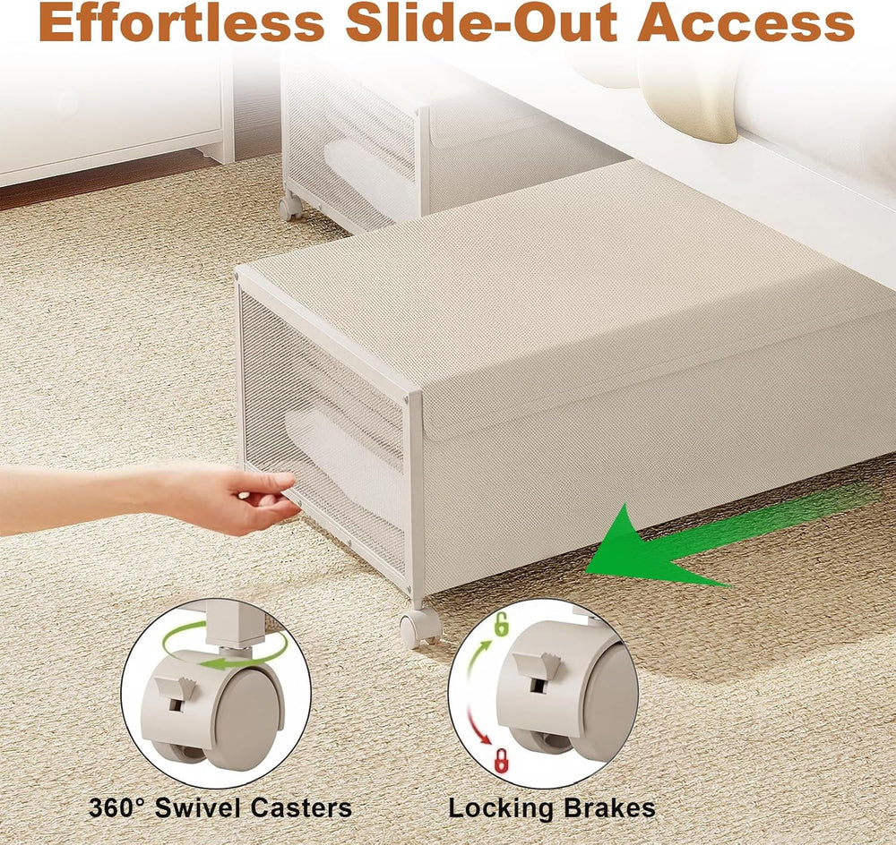 Fokyfok 2Pack Under Bed Storage Containers,12 inch Height,31 inch Long