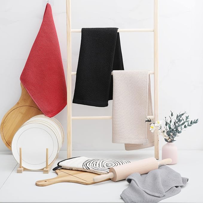 Homaxy 100% Cotton Waffle Weave Kitchen Dish Towels, Ultra Soft Absorbent Quick - Image 6