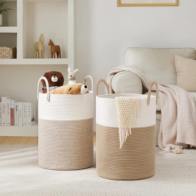 YOUDENOVA Woven Rope Laundry Hamper Basket, 72L Tall Luandry Basket, Baby - Image 6