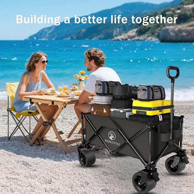 Collapsible Wagon Cart with Silent All-Terrain Wheels, Foldable Heavy Duty - Image 7