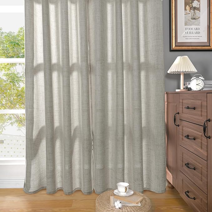 YoungsTex Dark Grey Linen Curtains 80 Inch Length - Image 8