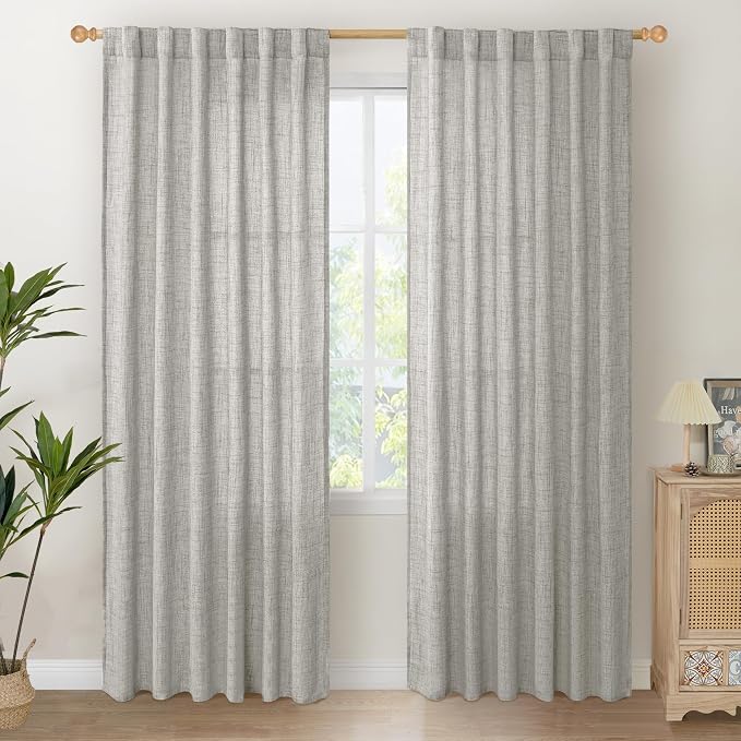 YoungsTex Dark Grey Linen Curtains 80 Inch Length by YoungsTex
