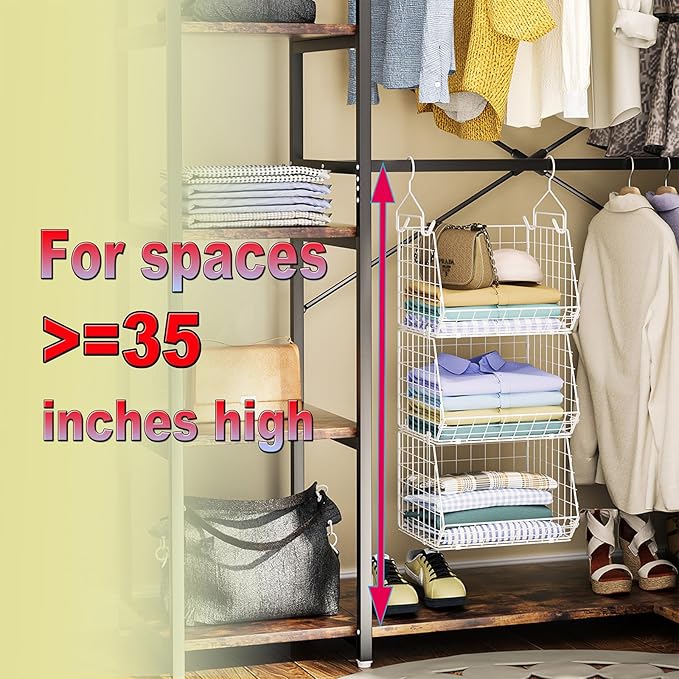 X-cosrack 3 Tier Foldable Closet Organizer, Clothes Shelves - Image 4