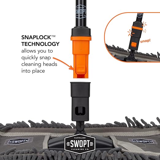SWOPT 24” Microfiber Dust Mop, Angle Broom + 48” & 60" Steel Handles, Combo — - Image 9