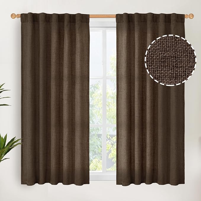 YoungsTex Brown Linen Curtains 45 Inches Long by YoungsTex
