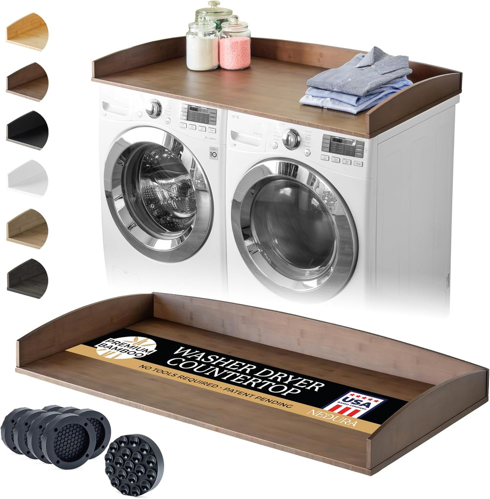 Nedura Washer Dryer Countertop with Anti-Vibration Pads, Curved Edge Rails, P...