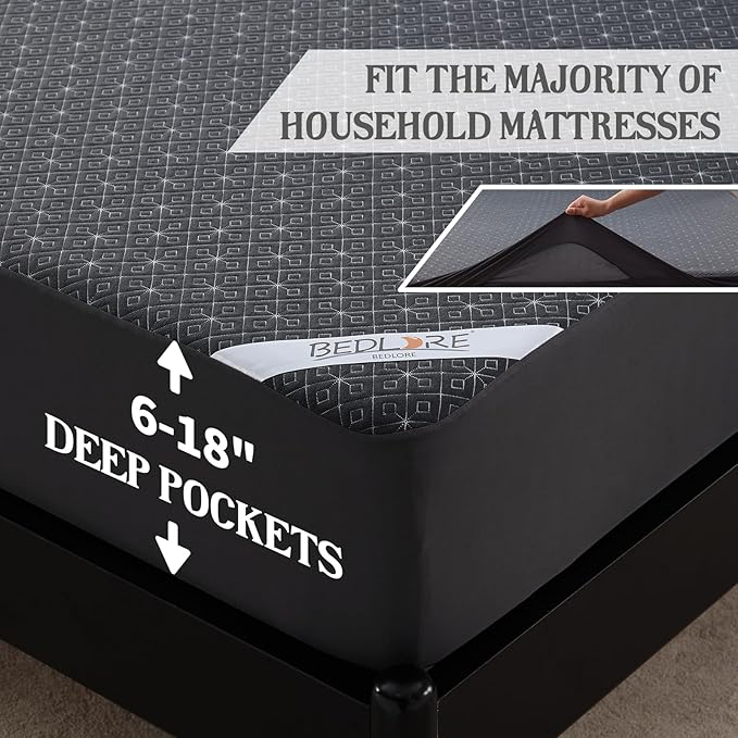 BEDLORE King Mattress Protector, Waterproof Noiseless Mattress Cover - Image 5