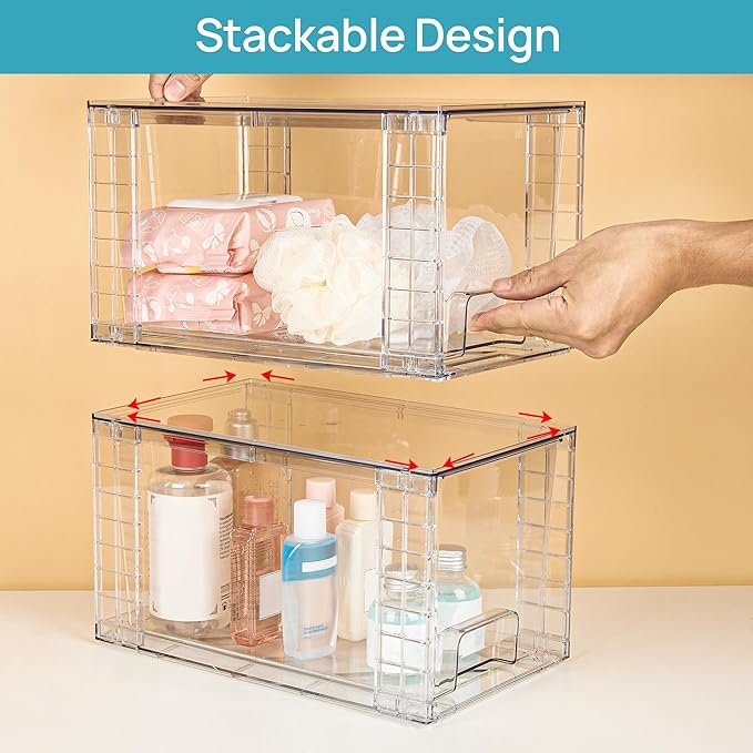 Vtopmart 2 Pack Large Stackable Storage Drawers, Easily Assemble - Image 4