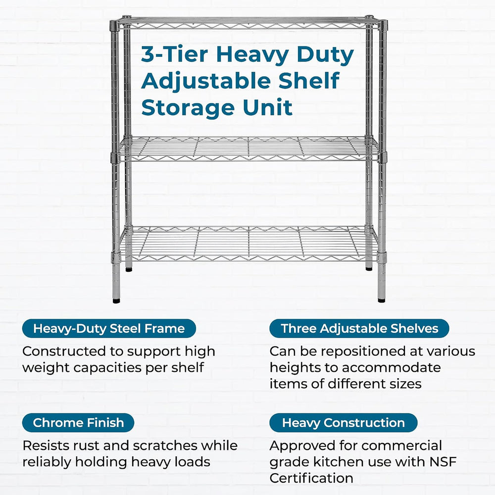 Honey-Can-Do 3-Tier Heavy-Duty Adjustable Shelf Storage Unit With 200-lb Capa...
