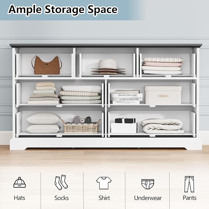 7 Drawer Dresser for Bedroom, Rustic Farmhouse Dresser - Image 4