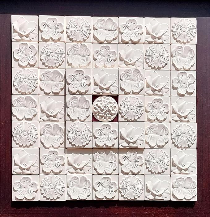 Stone Diffuser-Korean flowers 4 Square tiles, One Set-Odor Eliminator, Air - Image 4
