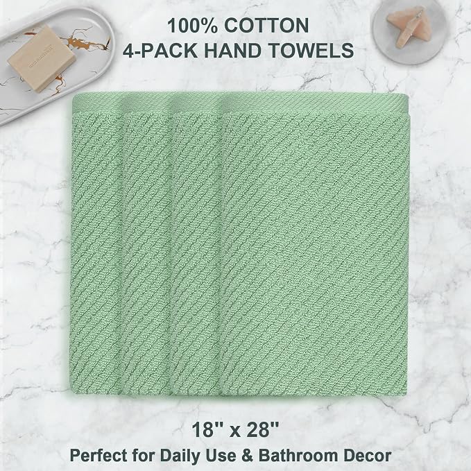 VOOVA & MOVAS Hand Towels for Bathroom Set of 4, Large 18" x 28", 100% Cotton | - Image 4