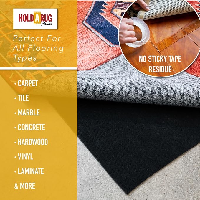 Hold-a-Rug Plush 8' x 11' Nonskid, Nonslip Rug Pad, Reversible Gripper - Image 3