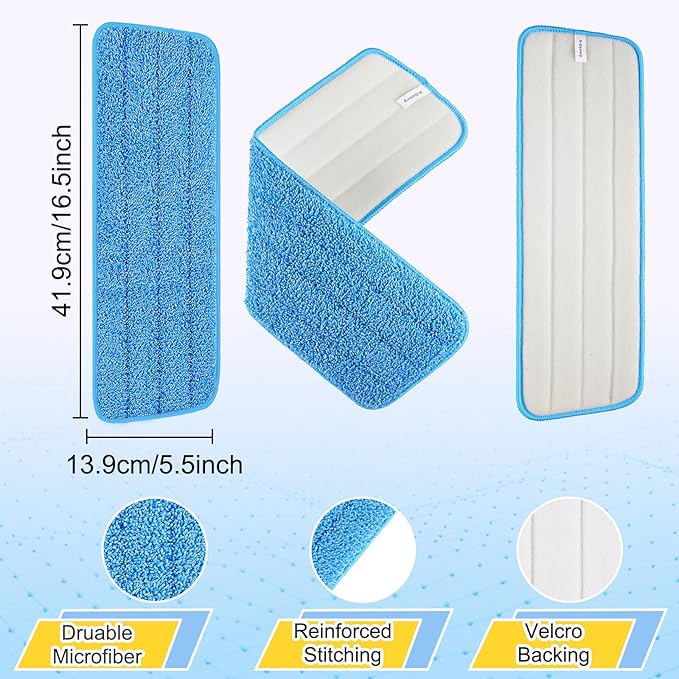 16.5 inch Reusable Mop Pads Microfiber Spray Mop Replacement Heads - Image 3