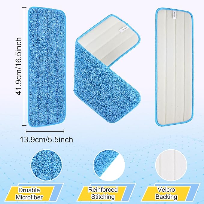 16.5 Inch Reusable Mop Pads Microfiber Spray Mop Replacement Heads - Image 3