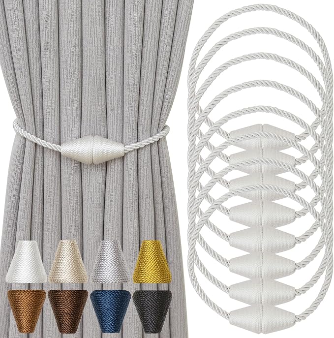 Magnetic Curtain Tiebacks 8 Pack Outdoor Rope Curtain Tie Backs Decorative by CurtainTiebacks