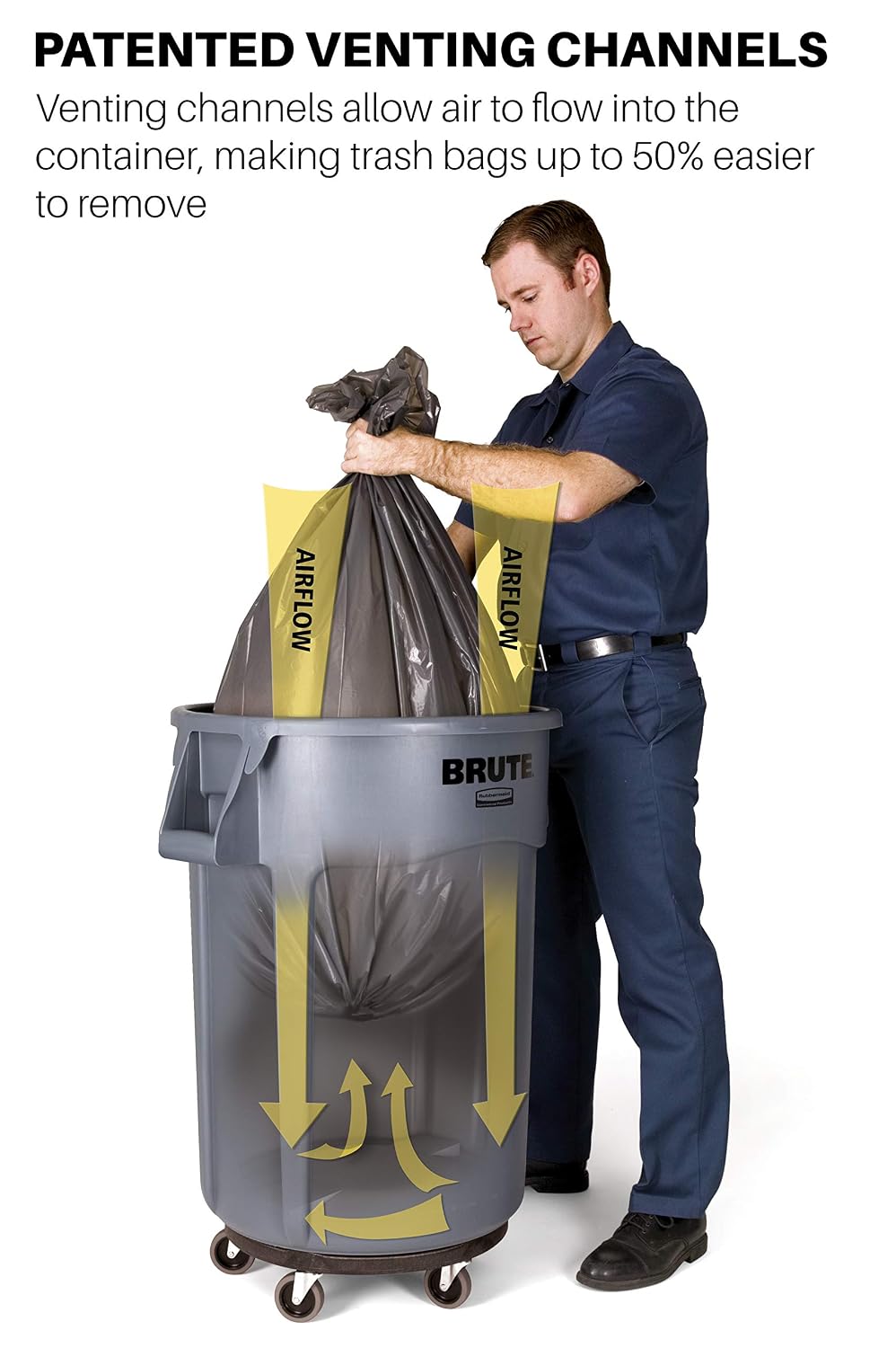 Rubbermaid Commercial Products Vented BRUTE Recycling 44 Gal, Blue, for Landscapers/Construction Sites/Restaurants/Back of House/Offices/Warehouses/Commercial Environments, Pack of 4