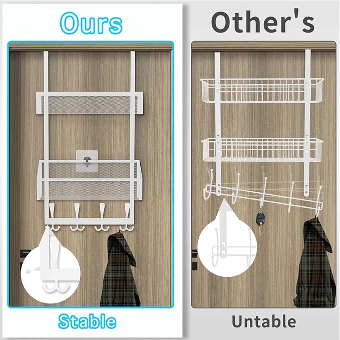 Over The Door Hooks Organizer, Coat Rack Over The Door Storage Hanger Towel Rack - Image 2