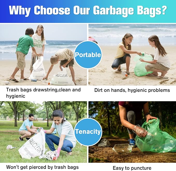 Trash Bags 10 Gallon Medium Kitchen Drawstring Bathroom Garbage Bags, Fit 8-10 - Image 5