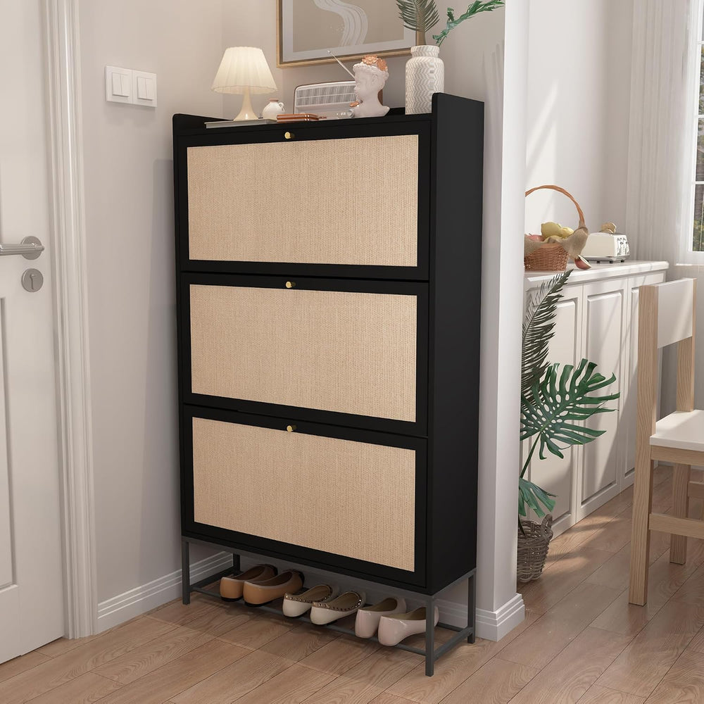 AVZEAR Shoe Cabinet, Shoe Cabinet Freestanding Tipping Bucket Shoe Rack Organ...