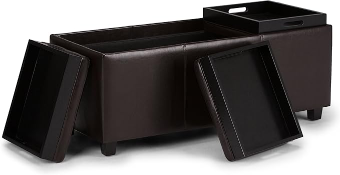 SIMPLIHOME Avalon 42 inch Wide Contemporary Rectangle Storage Ottoman in - Image 4