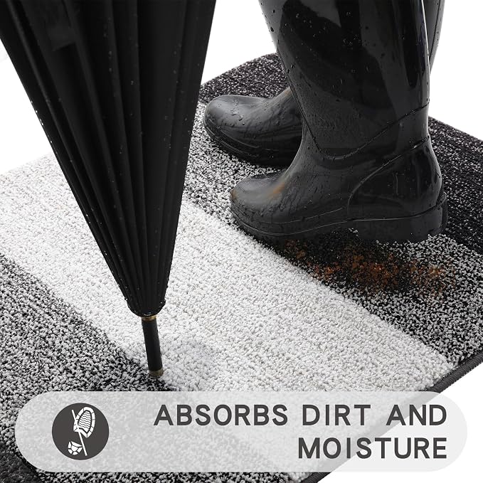Kitinjoy Indoor Outdoor Door Mat, 59x20 Non-Slip Absorbent Dirt Trapper - Image 2