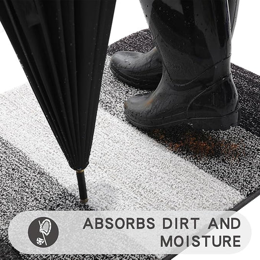 Kitinjoy Indoor Outdoor Door Mat, 48x30 Non-Slip Absorbent Dirt Trapper - Image 2
