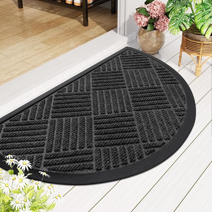 Smiry Half Circle Front Door Mat Outside Entrance, Heavy Duty Outdoor Indoor - Image 8