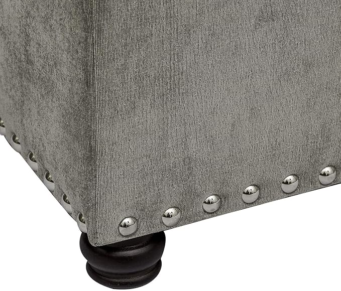 Joveco Storage Ottoman Foot Rest Stool, Light Grey - Image 8
