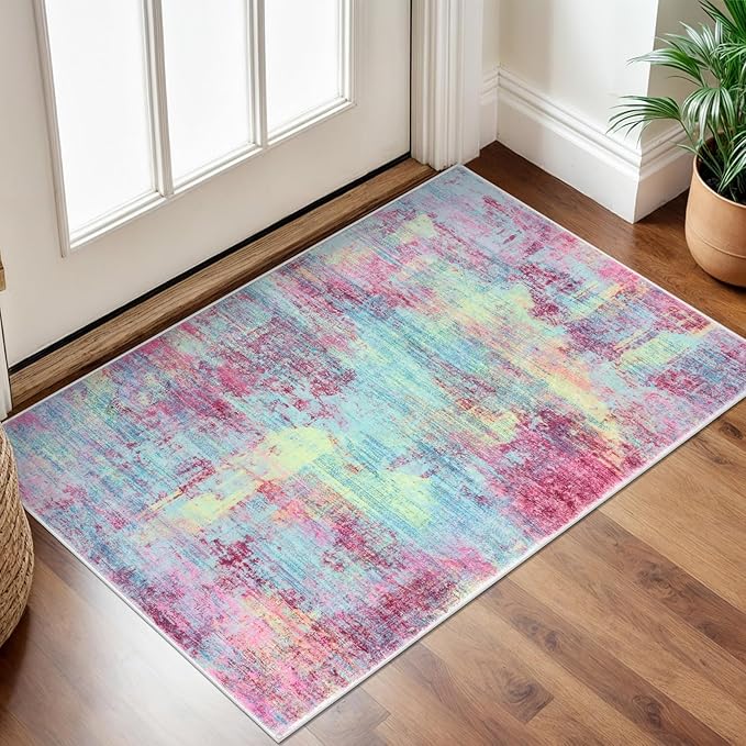 IOHOUZE Small Abstract Area Rug 2x3 Ft Entryway Rugs Washable Door Mat Indoor by iOhouze