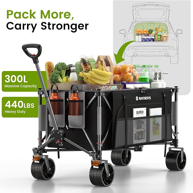 300L Collapsible Wagons Cart - Image 2